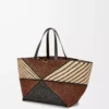 XXL Puzzle Fold Tote in raffia Natural/Honey Gold