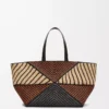 XXL Puzzle Fold Tote in raffia Natural/Honey Gold