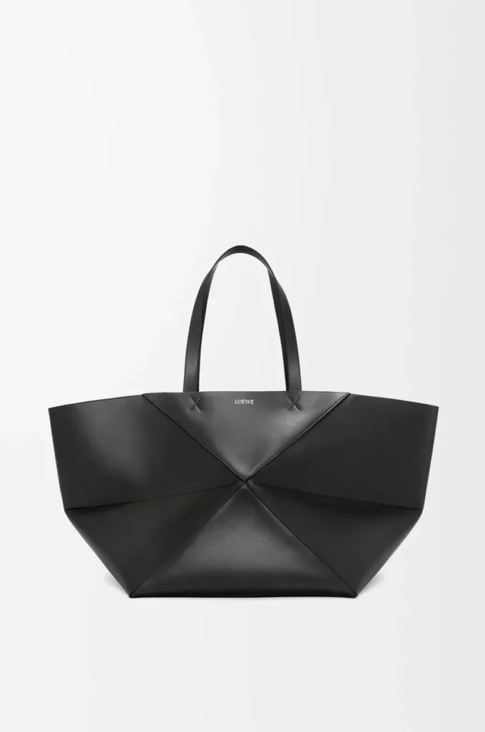 XXL Puzzle Fold tote in shiny calfskin Black XXL Puzzle Fold tote in shiny calfskin Black