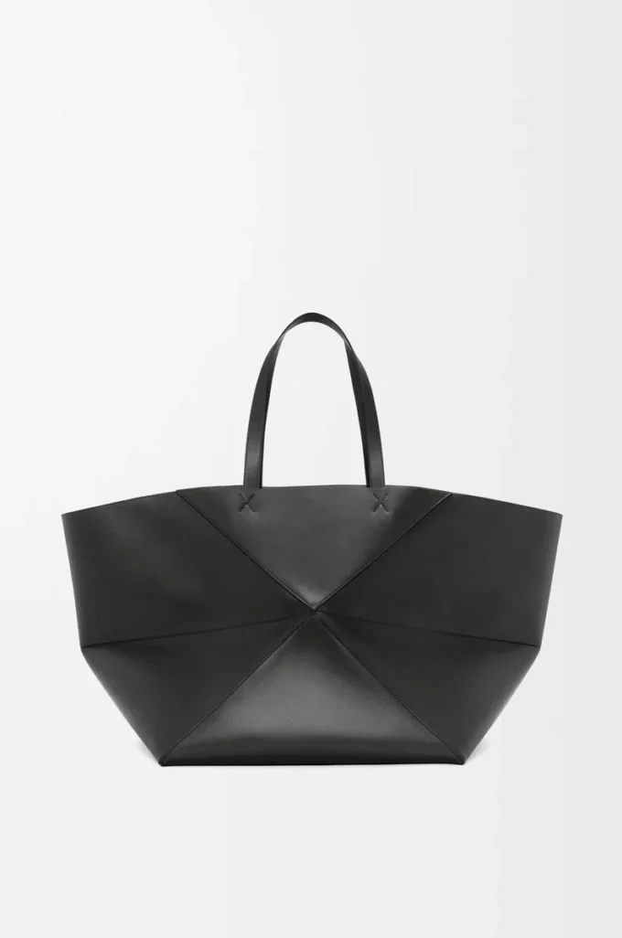 XXL Puzzle Fold tote in shiny calfskin Black XXL Puzzle Fold tote in shiny calfskin Black