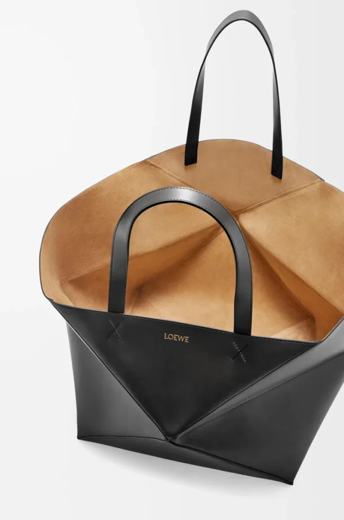 XXL Puzzle Fold tote in shiny calfskin Black XXL Puzzle Fold tote in shiny calfskin Black