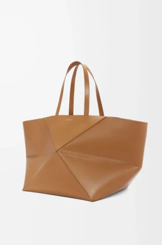 XXL Puzzle Fold tote in shiny calfskin Oak