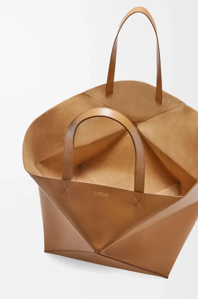 XXL Puzzle Fold tote in shiny calfskin Oak XXL Puzzle Fold tote in shiny calfskin Oak