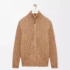 Zip-up cardigan in cotton, linen and wool Beige Zip-up cardigan in cotton, linen and wool Beige