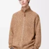 Zip-up cardigan in cotton, linen and wool Beige Zip-up cardigan in cotton, linen and wool Beige