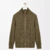 Zip-up cardigan in cotton, linen and wool Khaki Green Zip-up cardigan in cotton, linen and wool Khaki Green
