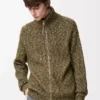 Zip-up cardigan in cotton, linen and wool Khaki Green Zip-up cardigan in cotton, linen and wool Khaki Green