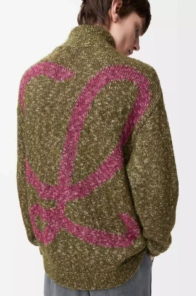 Zip-up cardigan in cotton, linen and wool Khaki Green Zip-up cardigan in cotton, linen and wool Khaki Green