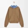 Zip-up hoodie in cotton Beige/Blue Zip-up hoodie in cotton Beige/Blue