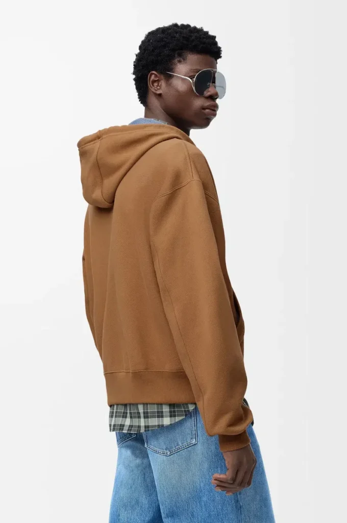 Zip-up hoodie in cotton Beige/Blue Zip-up hoodie in cotton Beige/Blue