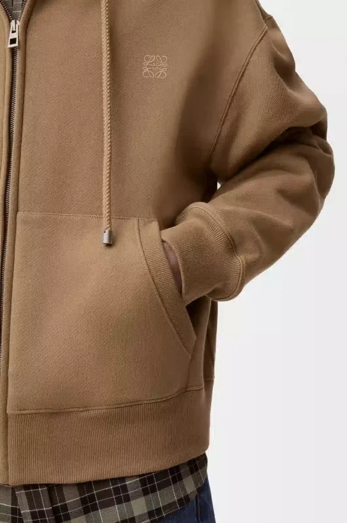 Zip-up hoodie in cotton Beige/Blue Zip-up hoodie in cotton Beige/Blue