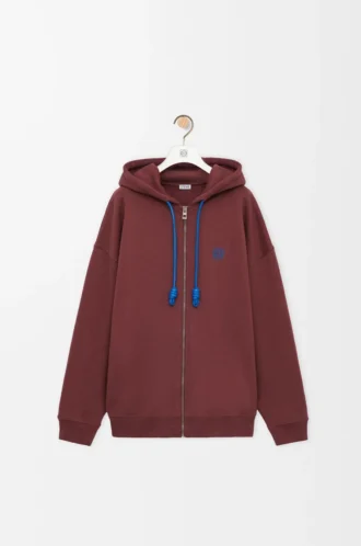 Zip-up hoodie in cotton Burgundy