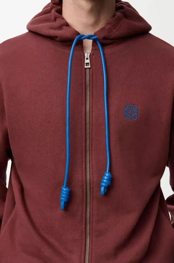 Zip-up hoodie in cotton Burgundy Zip-up hoodie in cotton Burgundy