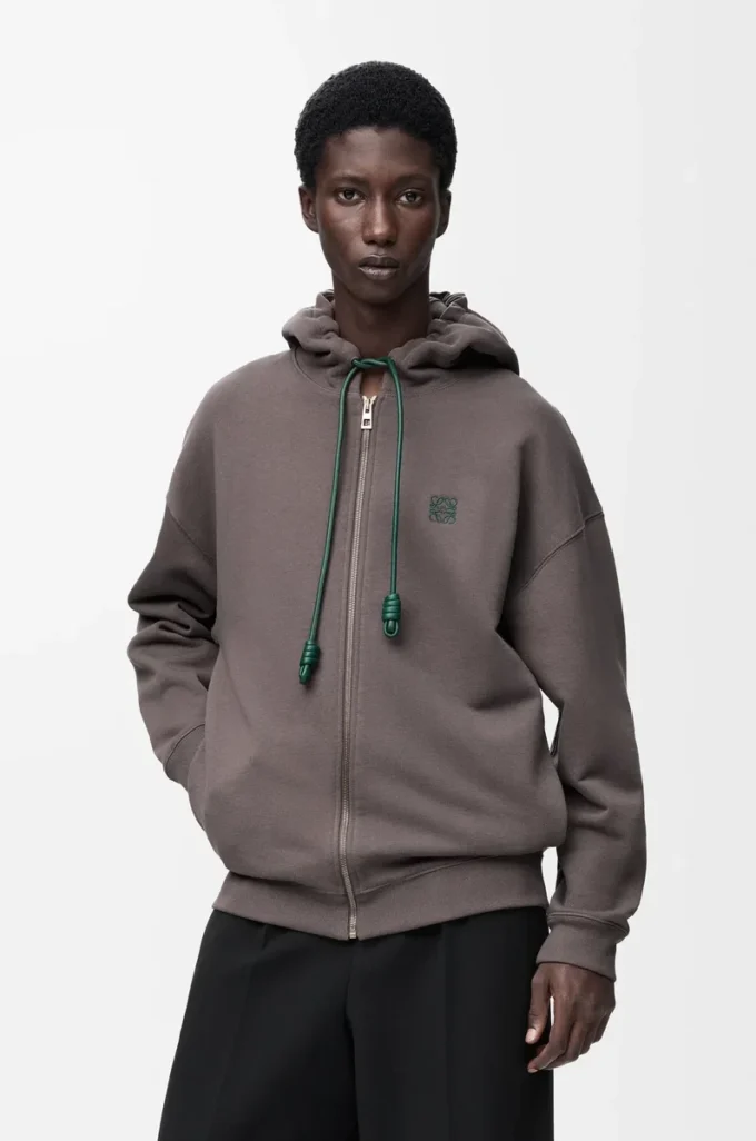 Zip-up hoodie in cotton Dark Grey Zip-up hoodie in cotton Dark Grey