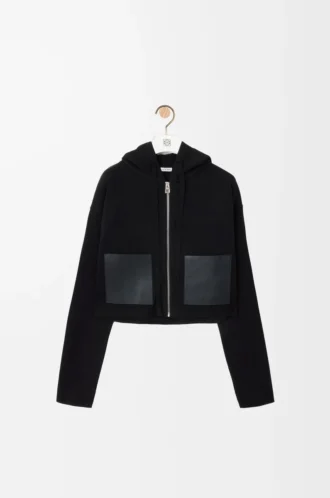 Zip-up hoodie in wool Black