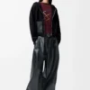 Zip-up hoodie in wool Black Zip-up hoodie in wool Black