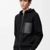 Zip-up hoodie in wool Black