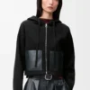 Zip-up hoodie in wool Black Zip-up hoodie in wool Black