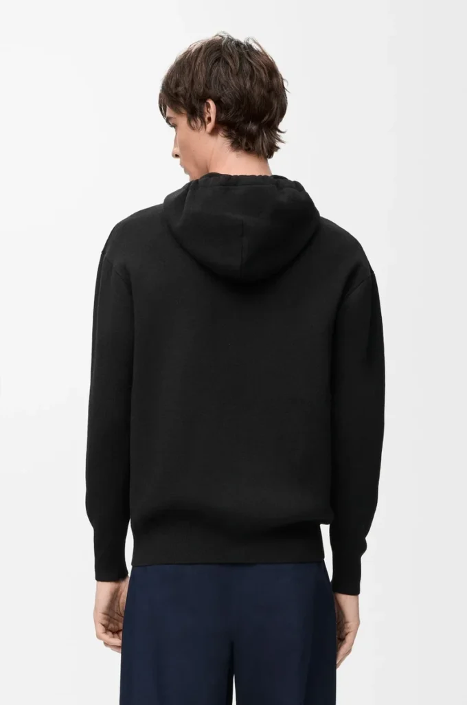 Zip-up hoodie in wool Black