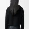 Zip-up hoodie in wool Black Zip-up hoodie in wool Black
