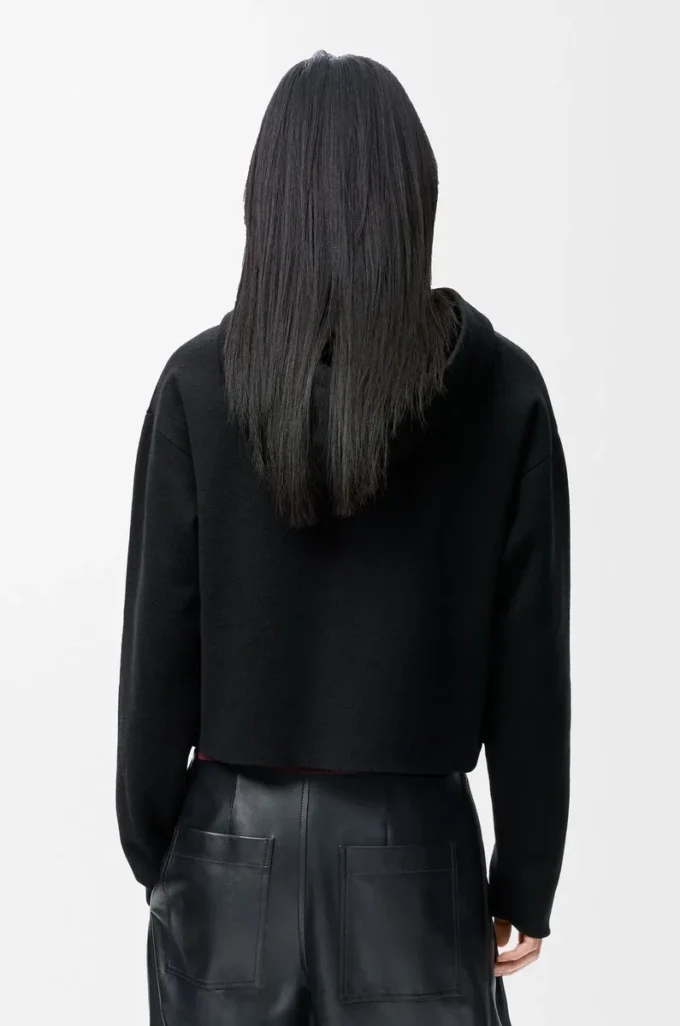 Zip-up hoodie in wool Black Zip-up hoodie in wool Black