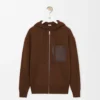 Zip-up hoodie in wool Brown