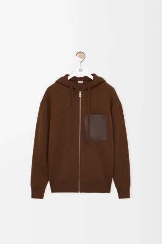 Zip-up hoodie in wool Brown