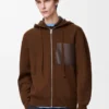 Zip-up hoodie in wool Brown