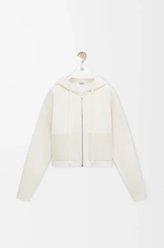 Zip-up hoodie in wool White
