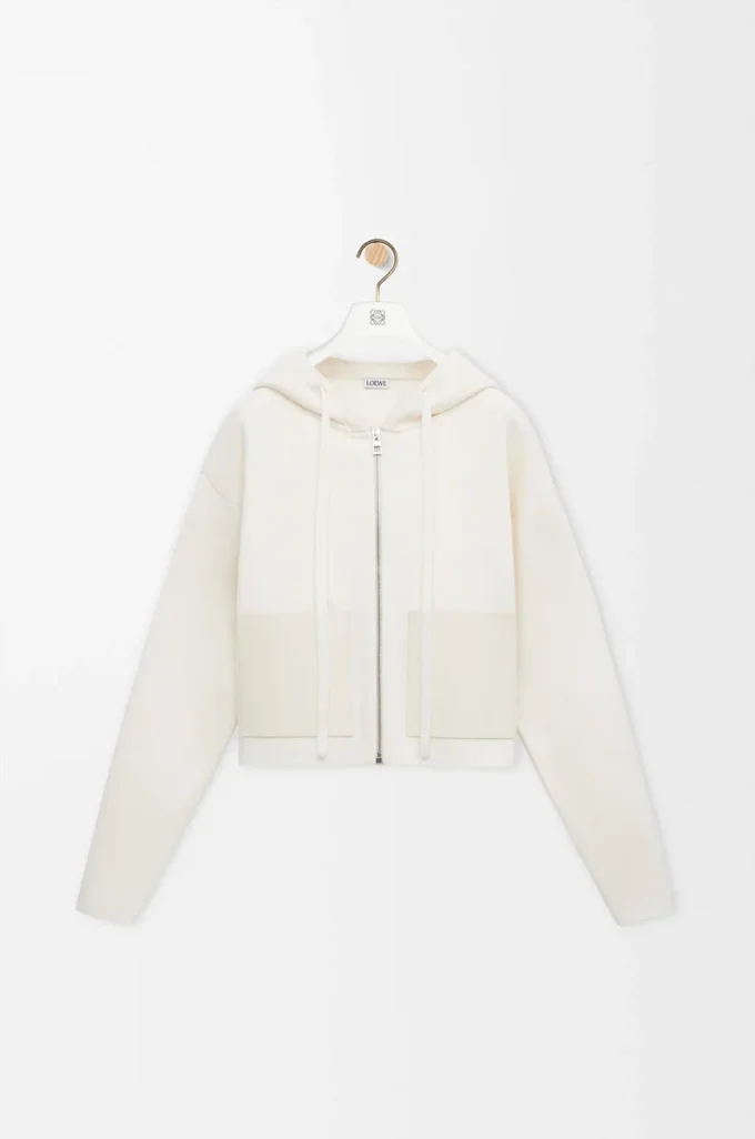 Zip-up hoodie in wool White Zip-up hoodie in wool White