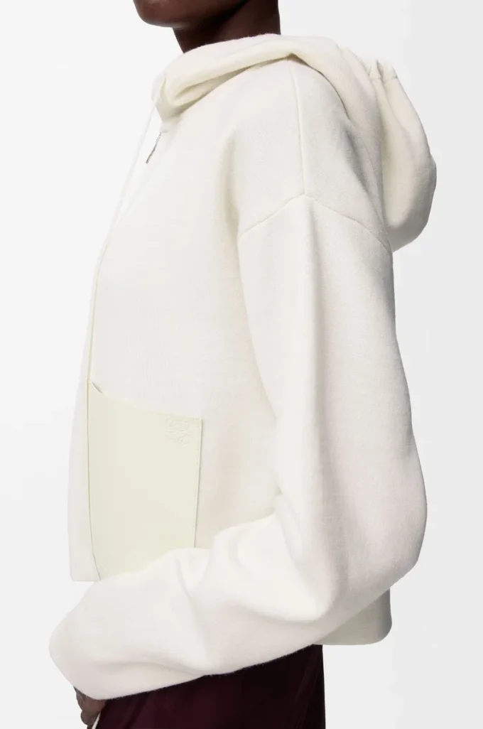 Zip-up hoodie in wool White Zip-up hoodie in wool White