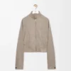 Zip-up jacket in wool and cashmere Beige Melange