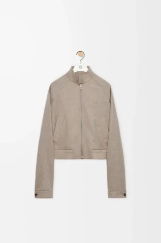Zip-up jacket in wool and cashmere Beige Melange