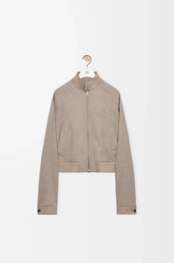 Zip-up jacket in wool and cashmere Beige Melange
