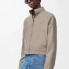 Zip-up jacket in wool and cashmere Beige Melange