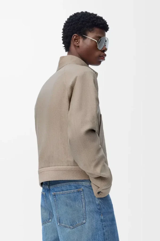 Zip-up jacket in wool and cashmere Beige Melange
