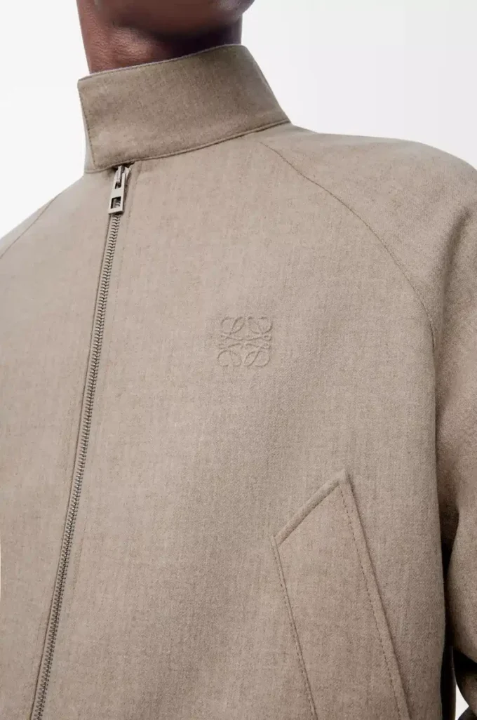 Zip-up jacket in wool and cashmere Beige Melange
