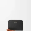 Zipped coin purse in shiny nappa calfskin Black/Squirrel