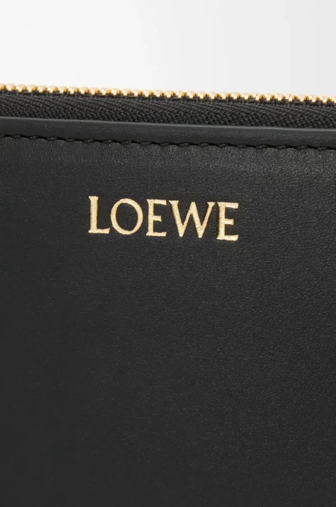 Zipped coin purse in shiny nappa calfskin Black/Squirrel