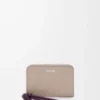 Zipped coin purse in shiny nappa calfskin Clay/Plum