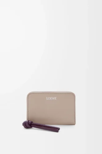 Zipped coin purse in shiny nappa calfskin Clay/Plum