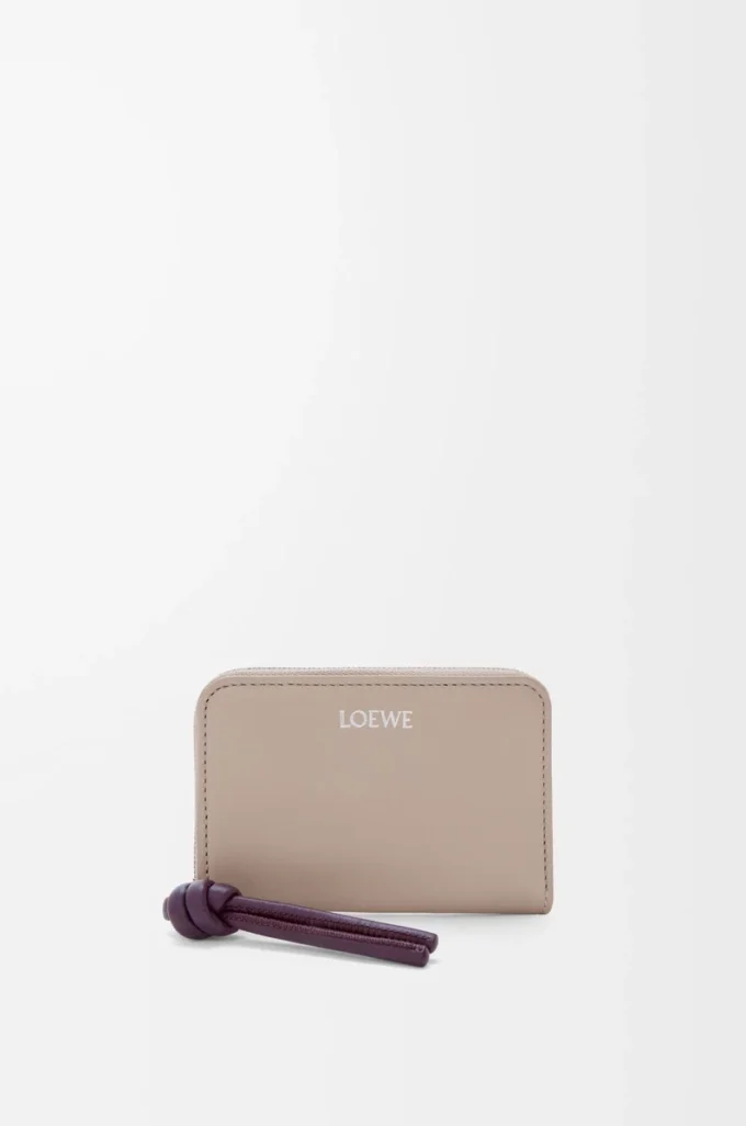 Zipped coin purse in shiny nappa calfskin Clay/Plum