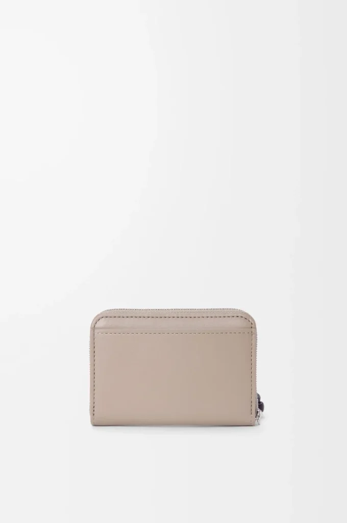 Zipped coin purse in shiny nappa calfskin Clay/Plum