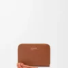 Zipped coin purse in shiny nappa calfskin Tan/Papaya Zipped coin purse in shiny nappa calfskin Tan/Papaya